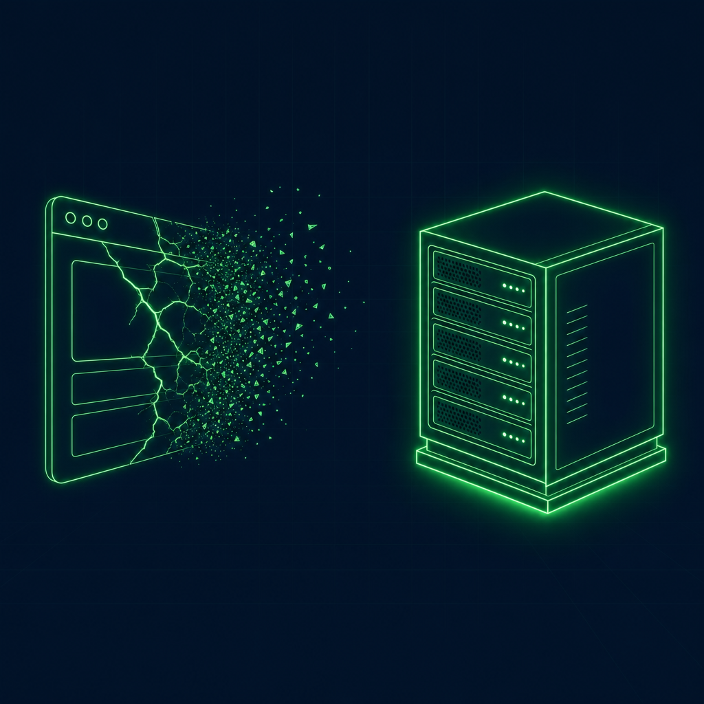 Cracking browser versus a solid green server block
